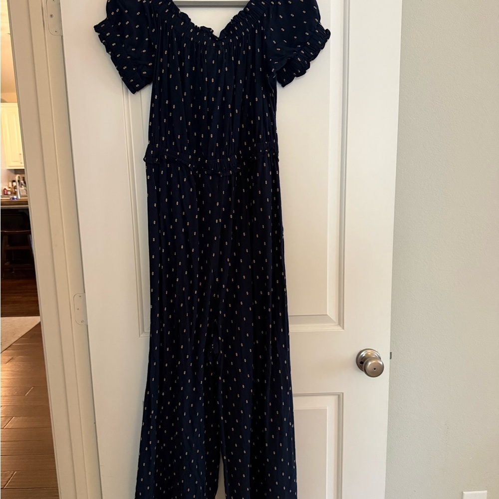 Anthropologie Navy Jumpsuit